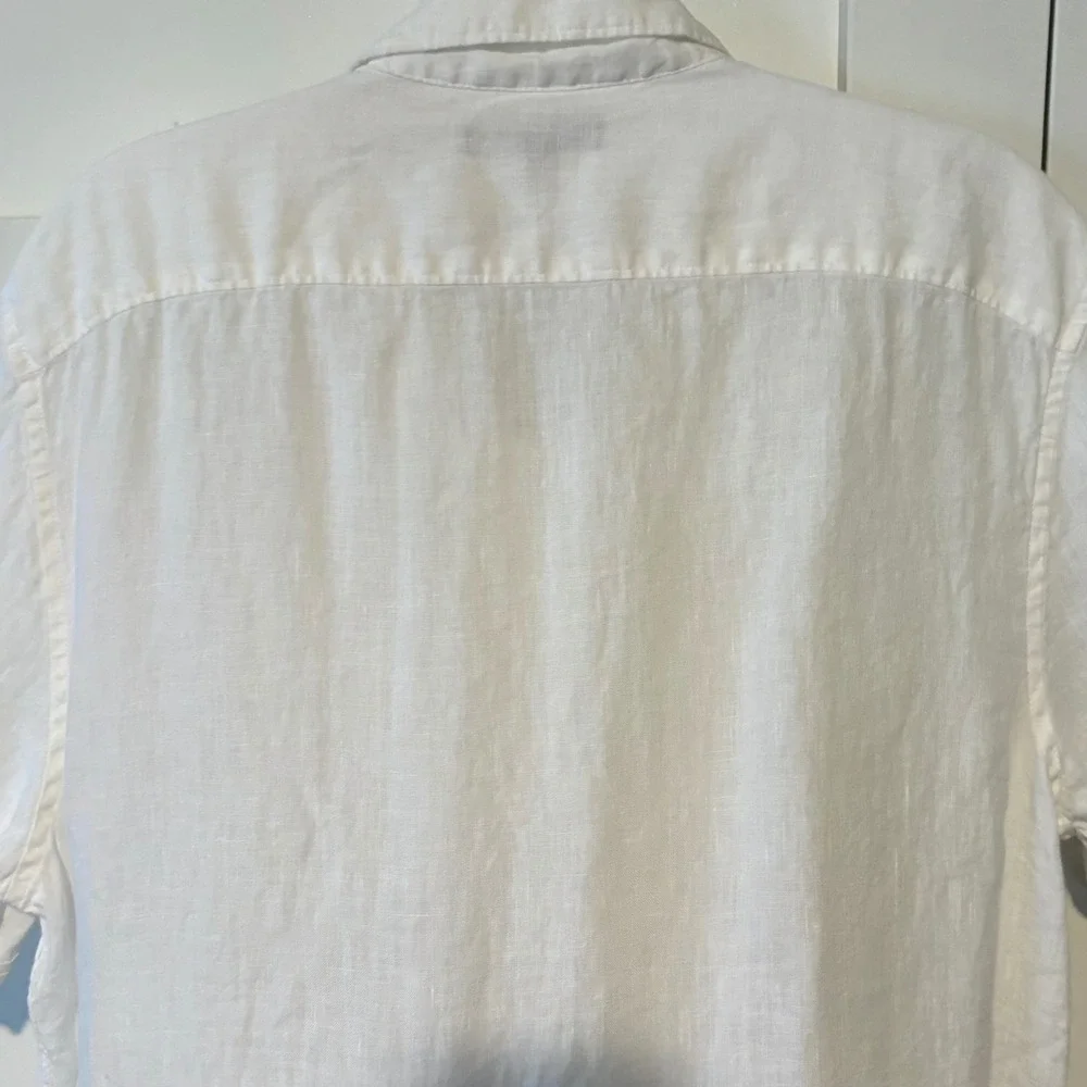 Murano Men's White Linen Short Sleeved Casual Button Front Shirt in Size L‎